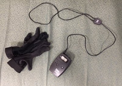 Neckloop with receiver and black gloves
