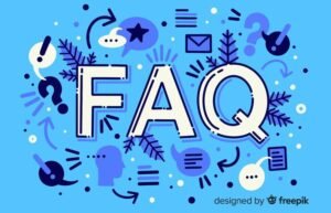 FAQ graphic with a variety of icons: arrows, stars, leaves, person, etc.