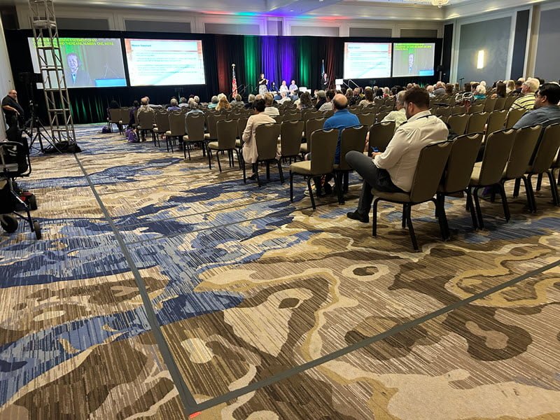 large conference room with phased array temporary hearing loop