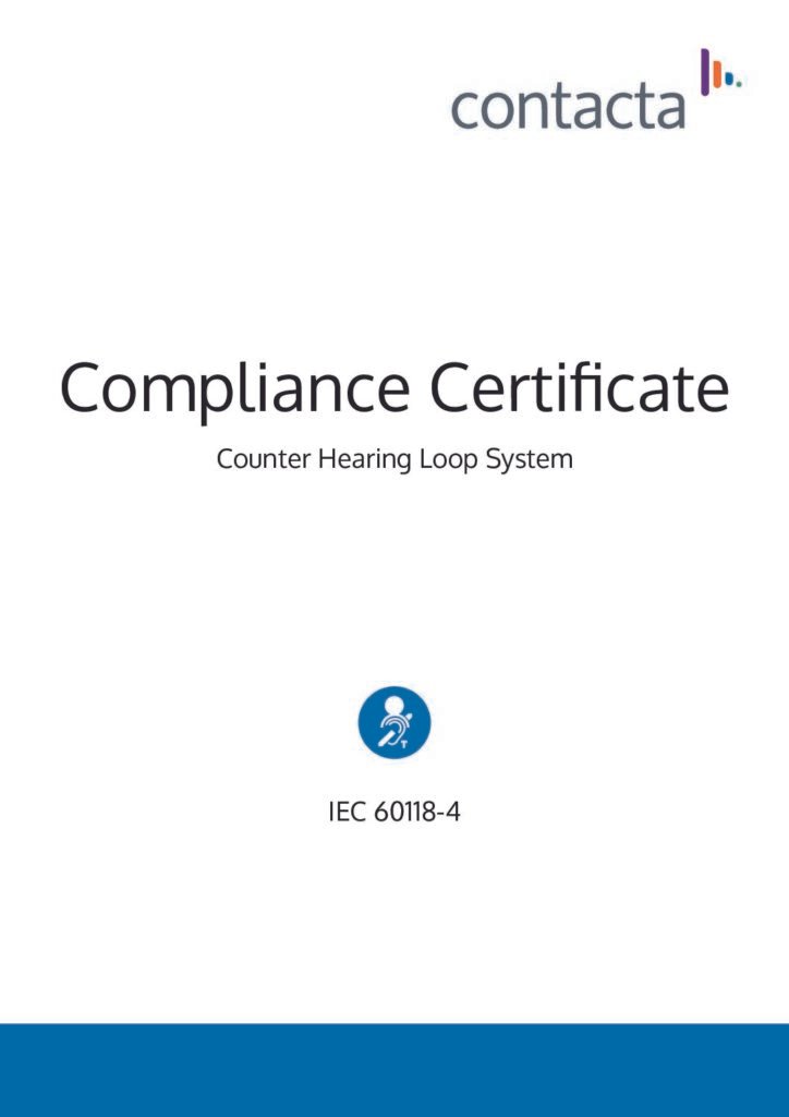 Compliance Certificate: Counter Hearing Loop System