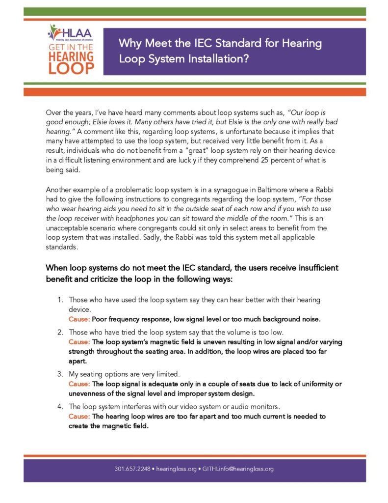 Why Meet the IEC Standard for Hearing Loop System Installation?