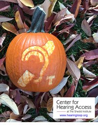 pumpkin etched with the hearing loop symbol